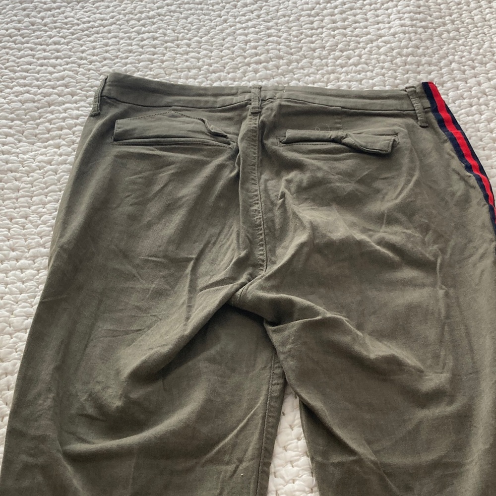 Pistola Olive Green Mossy Red Navy Stripe Ankle Jeans Womens Sz 29 Cotton Blend - Picture 7 of 8